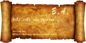 Bárány Anina névjegykártya